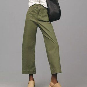 Anthropologie The Colette Twill Crop Wide-Leg Pants by Maeve - Magic Fabric